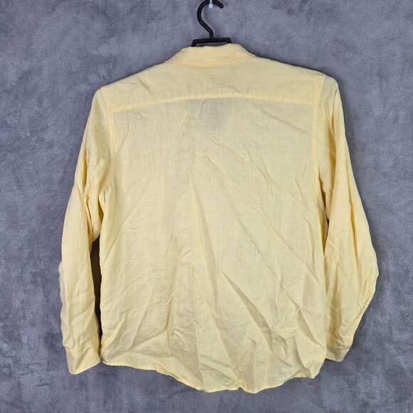 Mens Chaps Classics Yellow 100% Linen Shirt Long Sleeve Button Up Lightweight XL - Picture 3 of 8